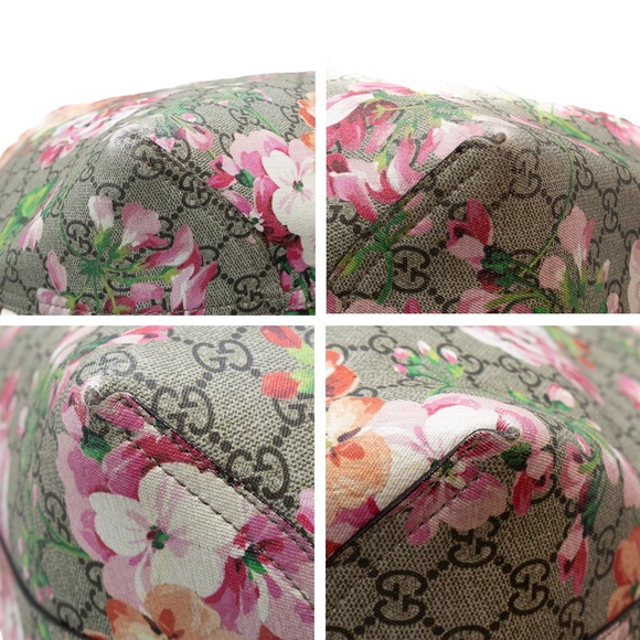 Gucci Reversible GG Supreme Blooms Canvas and Leather Tote Bag – Pink Floral Pri - Picture 7 of 11